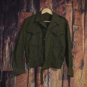 VTG 1955 US Army Sage Green Sergeant Battledress Blouse Uniform Jacket Wool